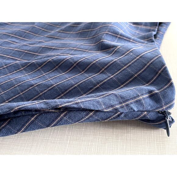 Zara Sz S Plaid ALine Skirt Navy Cotton Midi Prairie Boho Preppy Casual Fall NWT - Picture 6 of 9